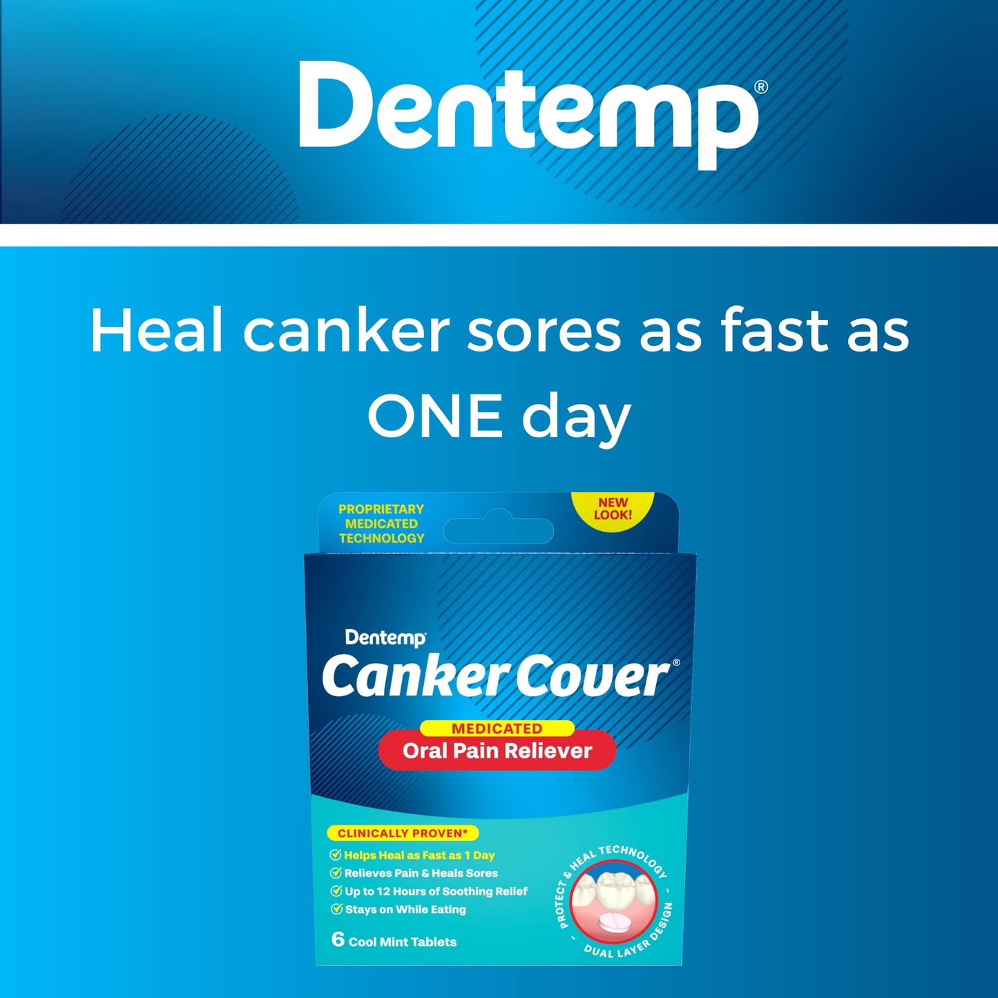Dentemp Canker Cover 2pk – Canker Sore Medicine & Pain Relief (12 Count) for Adults