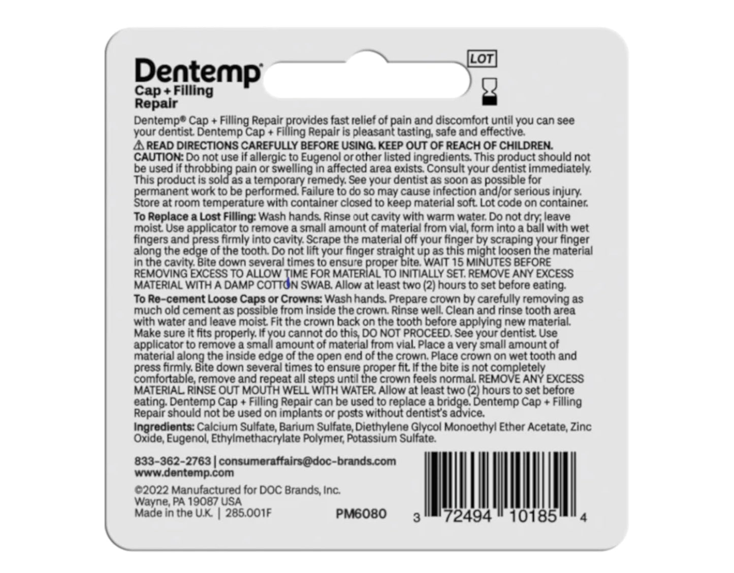 Dentemp Maximum Strength Lost Fillings & Loose Caps Repair – 6 Pack