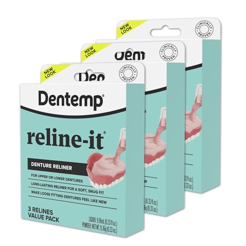 Dentemp Reline-It Denture Reliner Kit – Value Pack, 3-Pack (9 Relines)
