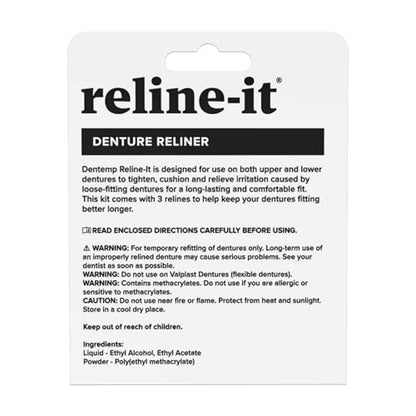 Dentemp Reline-It Denture Reliner Kit – Value Pack, 3-Pack (9 Relines)
