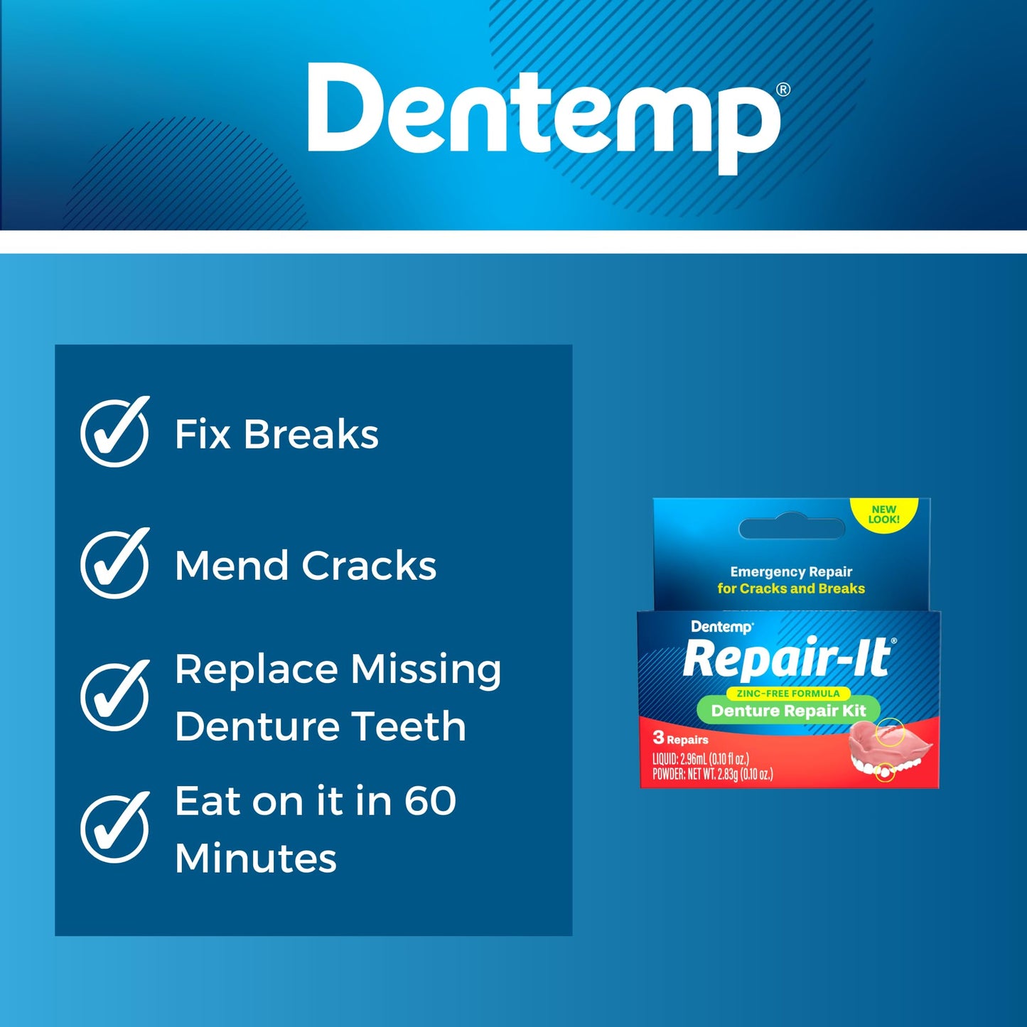 Dentemp Repair Kit - Repair-It Advanced Formula Denture Repair (Pack of 2)