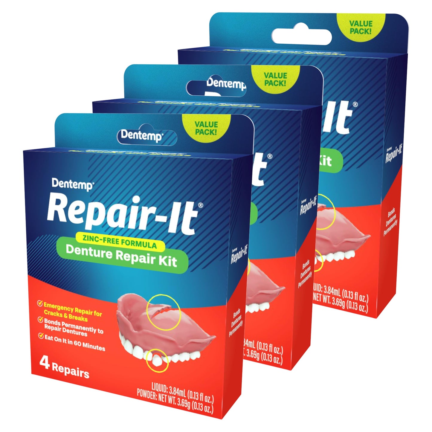 Dentemp Repair Kit - Repair-It Advanced Formula Denture Repair (2 Pack, 12 Count)