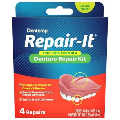 Dentemp Repair-It Advanced Formula Denture Repair Kit - Value Size for Cracks & Loose Teeth