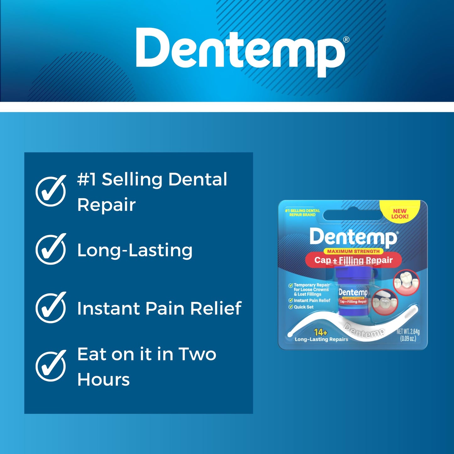 Dentemp Maximum Strength Loose Cap & Lost Filling Repair – Dental Repair Kit (Pack of 3)