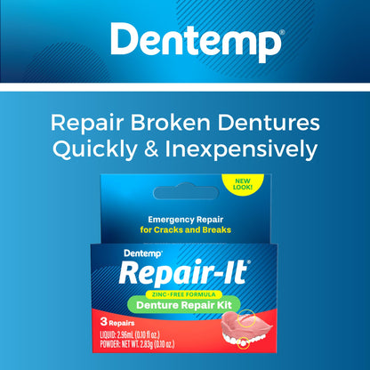 Dentemp Repair Kit – Advanced Formula Denture Repair (Pack of 3)