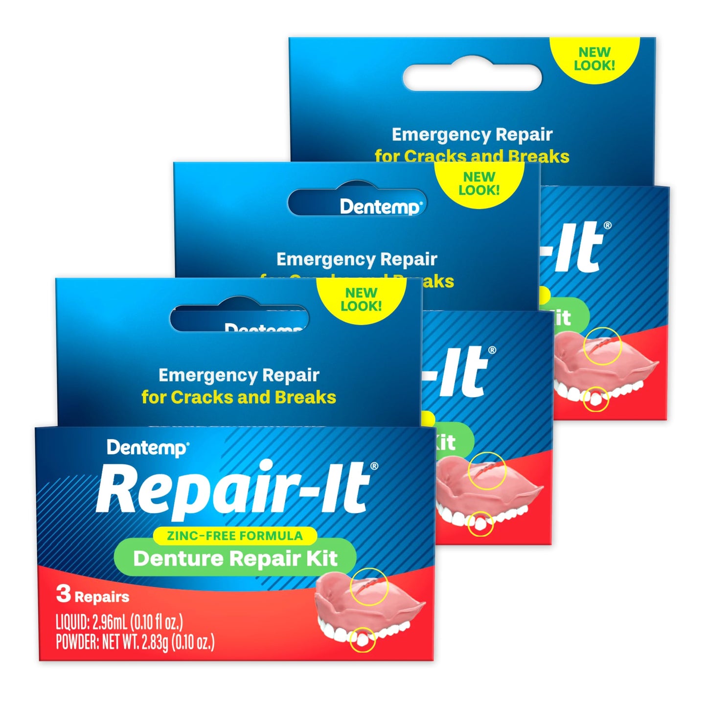 Dentemp Repair Kit – Advanced Formula Denture Repair (Pack of 3)