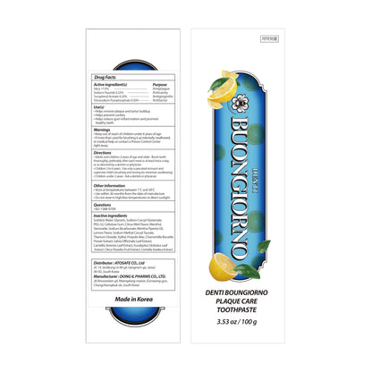 DENTI BUONGIORNO Plaque Care Toothpaste 3 Pack – Lemon Mint, Fluoride & Tartar Control