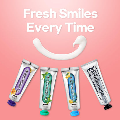 DENTI BUONGIORNO Peach Mint Whitening Toothpaste (3 Pack) – Natural Fluoride, Korean Formula, Paraben & SLS Free