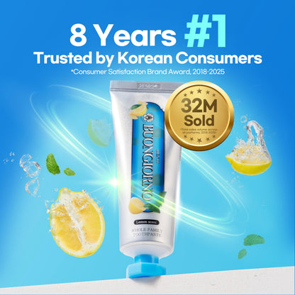 DENTI BUONGIORNO Plaque Care Toothpaste 3 Pack – Lemon Mint, Fluoride & Tartar Control