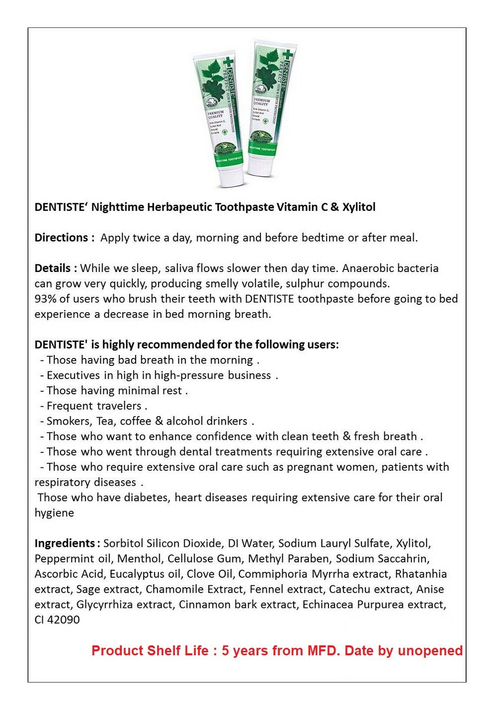Dentiste Plus White Vitamin C & Xylitol Gum Toothpaste – 2x100g | Made in Thailand