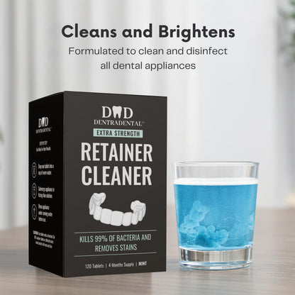 DENTRA DENTAL 120-Count Retainer Cleaner Tablets - Mint for Aligners & Mouth Guards