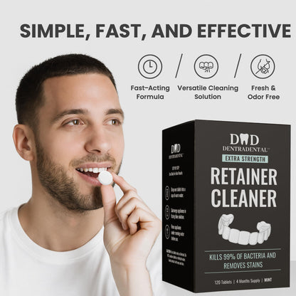 DENTRA DENTAL 120-Count Retainer Cleaner Tablets - Mint for Aligners & Mouth Guards