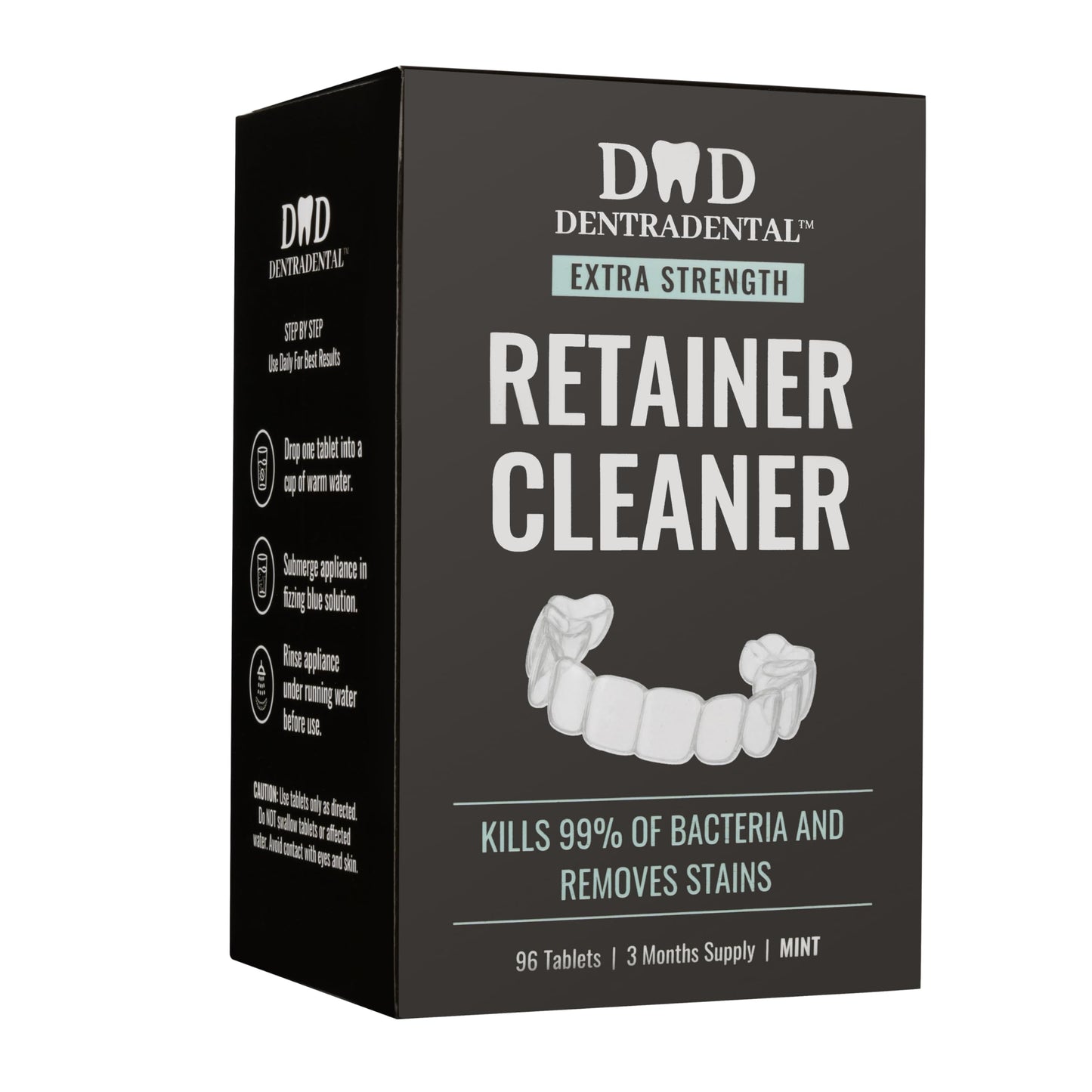 DENTRA DENTAL 96 Count Retainer & Aligner Cleaner Tablets – Mint, 3-Month Supply