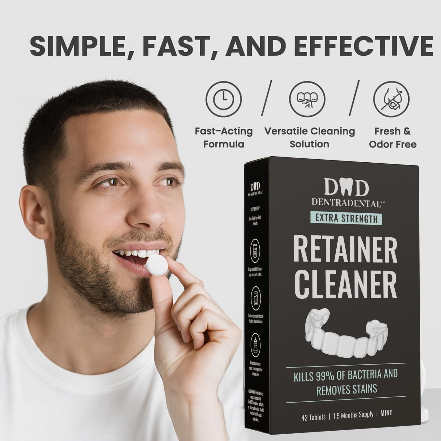 DENTRA DENTAL 42-Count Retainer Cleaner Tablets – Aligners, Mouth Guards & More | Mint