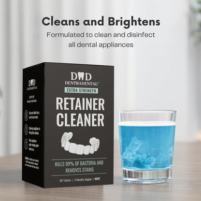 DENTRA DENTAL 96 Count Retainer & Aligner Cleaner Tablets – Mint, 3-Month Supply