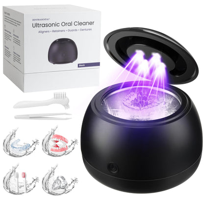 DENTRA 45KHz Ultrasonic Retainer Cleaner - 230ml UV Cleaner, 3 Modes, Black