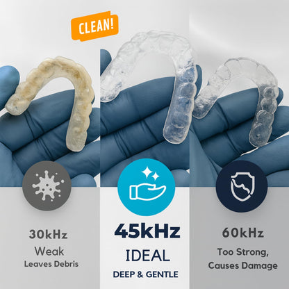 DENTRA 45KHz Ultrasonic Retainer Cleaner - 230ml UV Cleaner, 3 Modes, Black