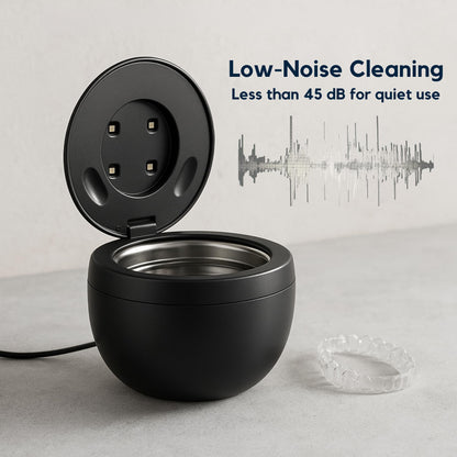 DENTRA 45KHz Ultrasonic Retainer Cleaner - 230ml UV Cleaner, 3 Modes, Black