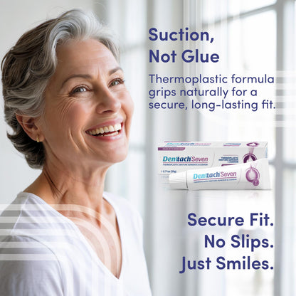 Denttach Seven Denture Adhesive - Thermoplastic Adhesive, Cushion & Reliner (Up to 7 Days) - Zinc Free