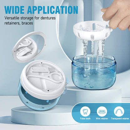 Necteem Denture Bath Box Cup – Leak-Proof Portable Retainer Case for Travel