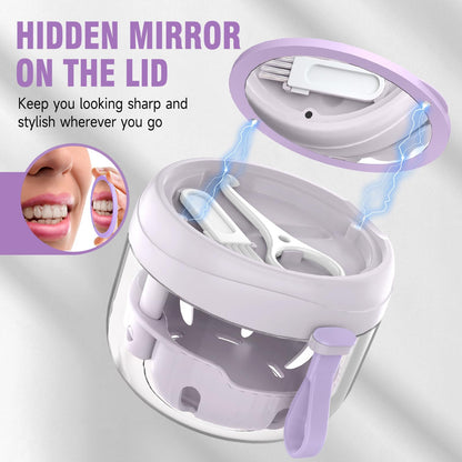 Denture Bath Box Cup – Leak-Proof Travel Retainer Case & Cleaning Kit