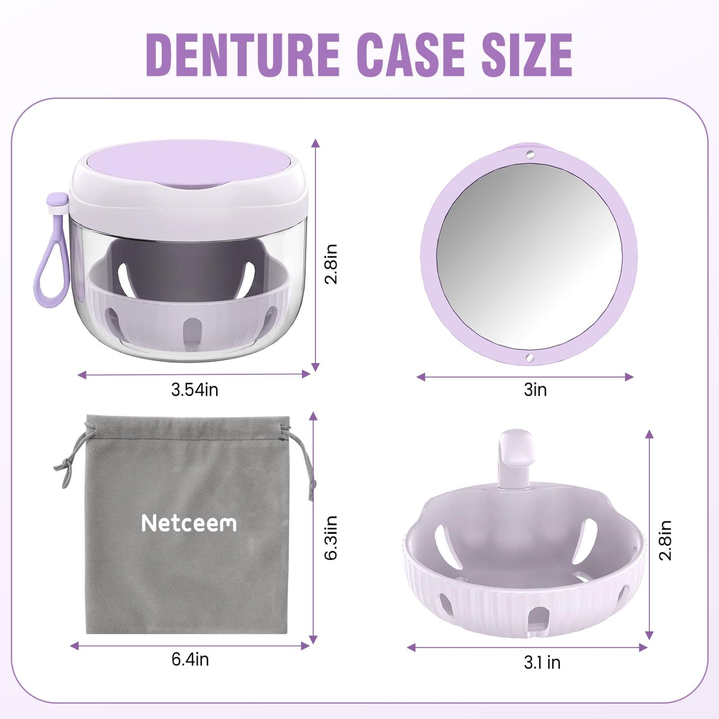 Denture Bath Box Cup – Leak-Proof Travel Retainer Case & Cleaning Kit