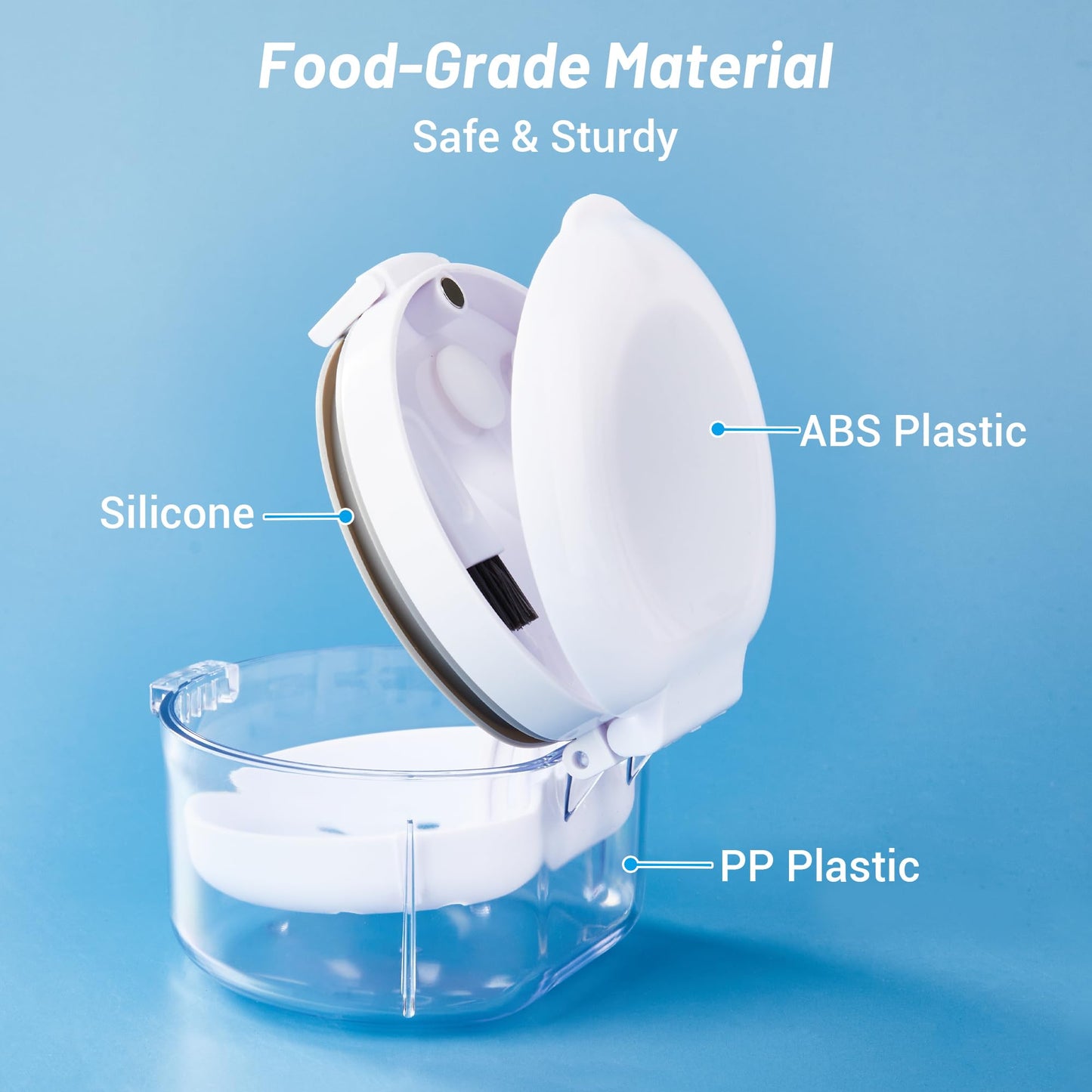 Automatic Rising Denture Bath Box Cup – Clean for Dentures & Braces