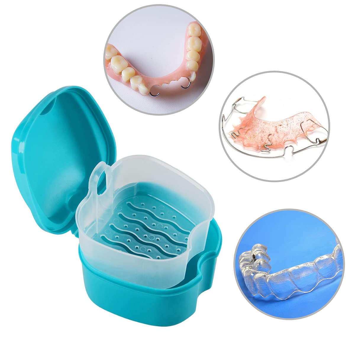 Denture Bath Case with Cleaner Brush & Retainer Box – Complete Denture Care