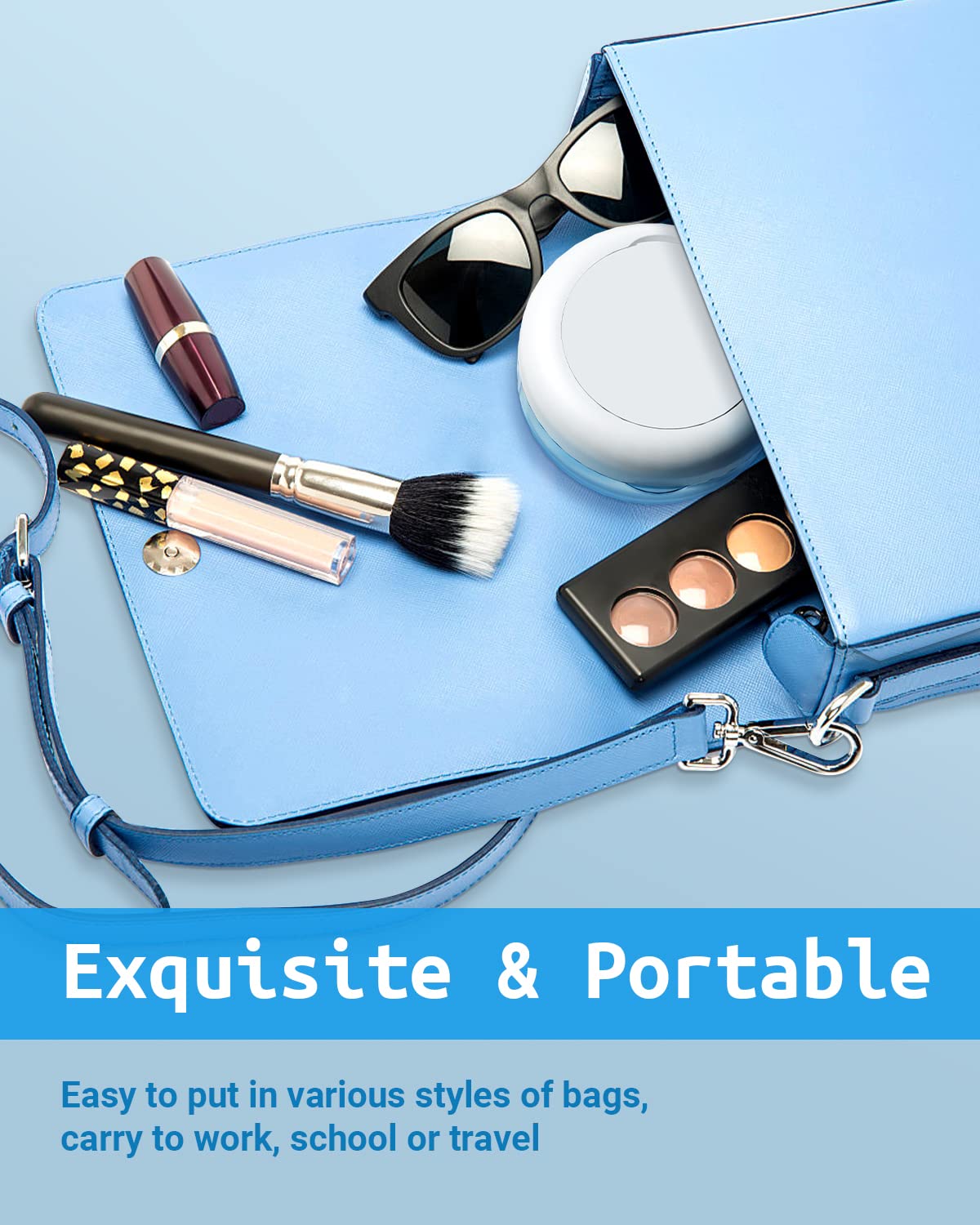 Denture Bath Case - Leak-Proof Portable Retainer Case (Blue) with Strainer & Mirror