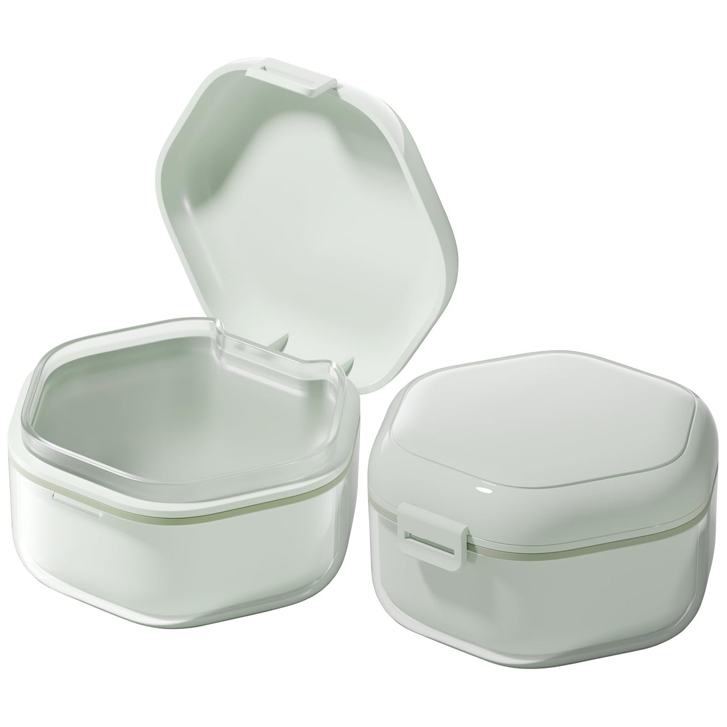 Denture Bath Case - Food-Grade Denture Cup with Removable Layers (Light Green)
