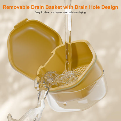 Denture Bath Case - Food-Grade Denture Cup with Removable Layers (Light Green)