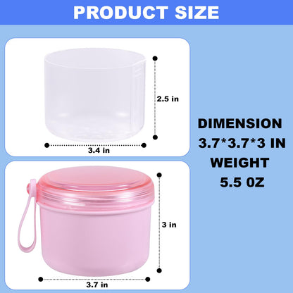 Leak-Proof Travel Denture Case | Denture Bath Cup & Cleaning Kit (Pink)