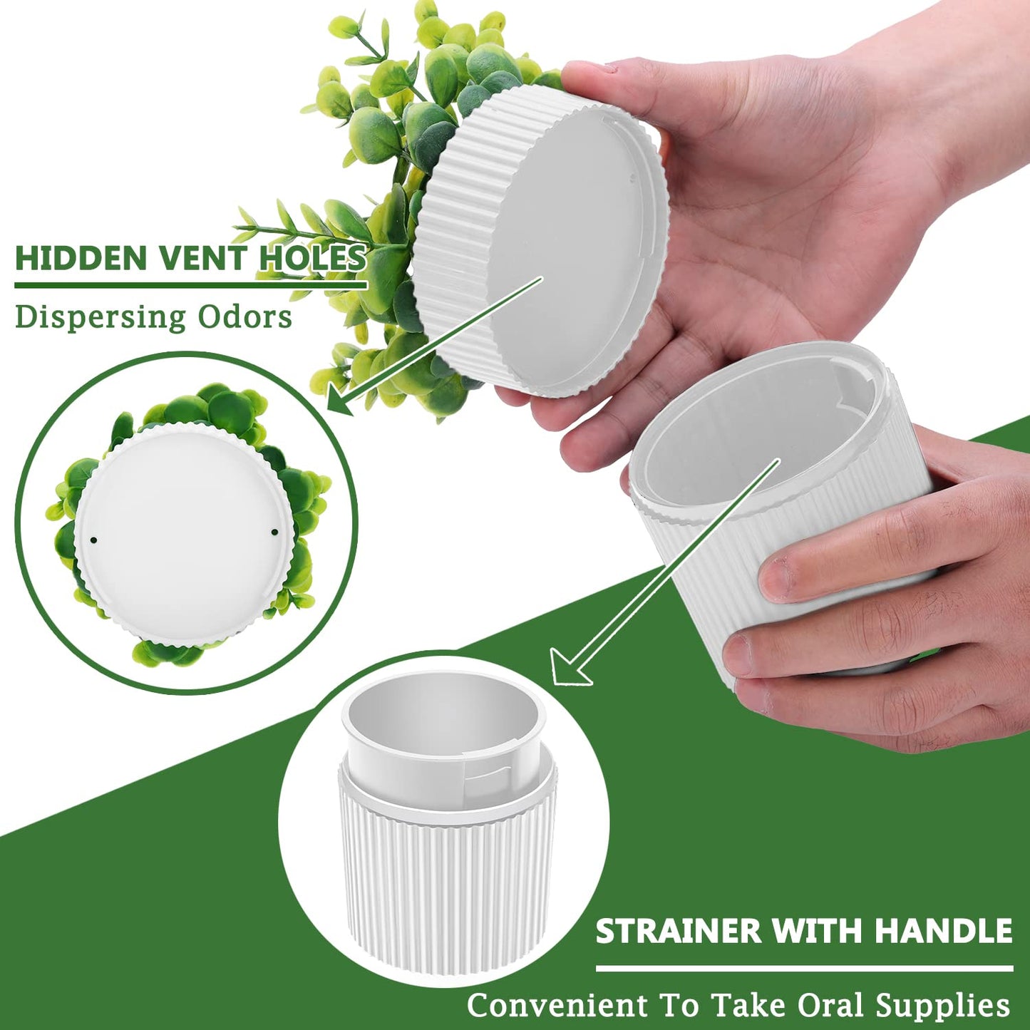 Denture Bath – Invisible Denture Case Hidden as Artificial Eucalyptus Plant | Retainer & Denture Cup