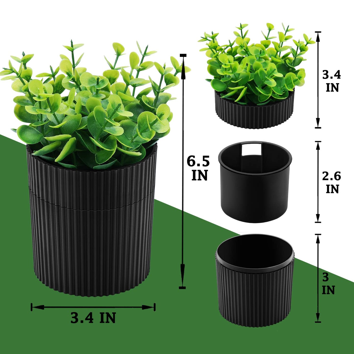 Denture Bath: Artificial Eucalyptus Potted Denture Case with Strainer