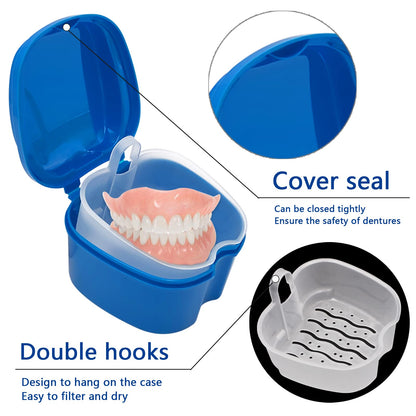 Denture Cleaner Box & Brush Set – 2 Pack, Portable Denture Storage