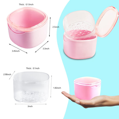 Denture Bath Case – Pink Retainer Cleaning Box | No-Leak Denture Case