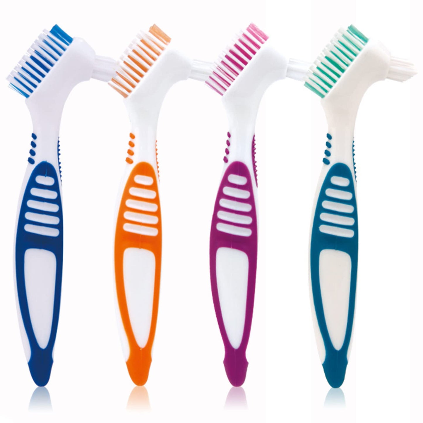 4-Piece Denture Brush Set for False Teeth – Multi-Layered Bristles, Ergonomic Rubber Handle
