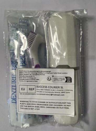Denture Brush 2-Piece Set with White Carrying Case – Comfort Grip