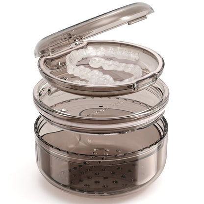 Denture Case Retainer Cleaning Case - 2 in 1 No-Leak, Portable 3.78" x 2.24"