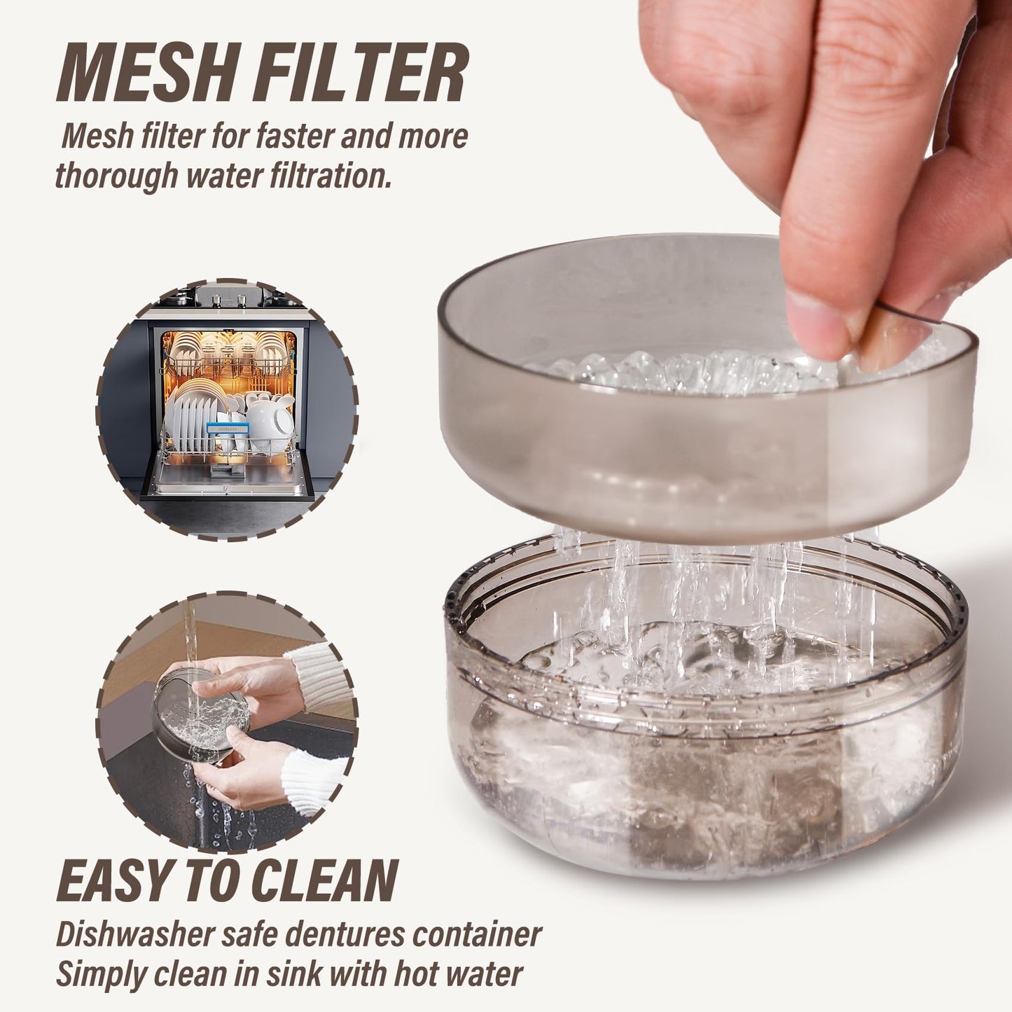 Denture Case Retainer Cleaning Case - 2 in 1 No-Leak, Portable 3.78" x 2.24"