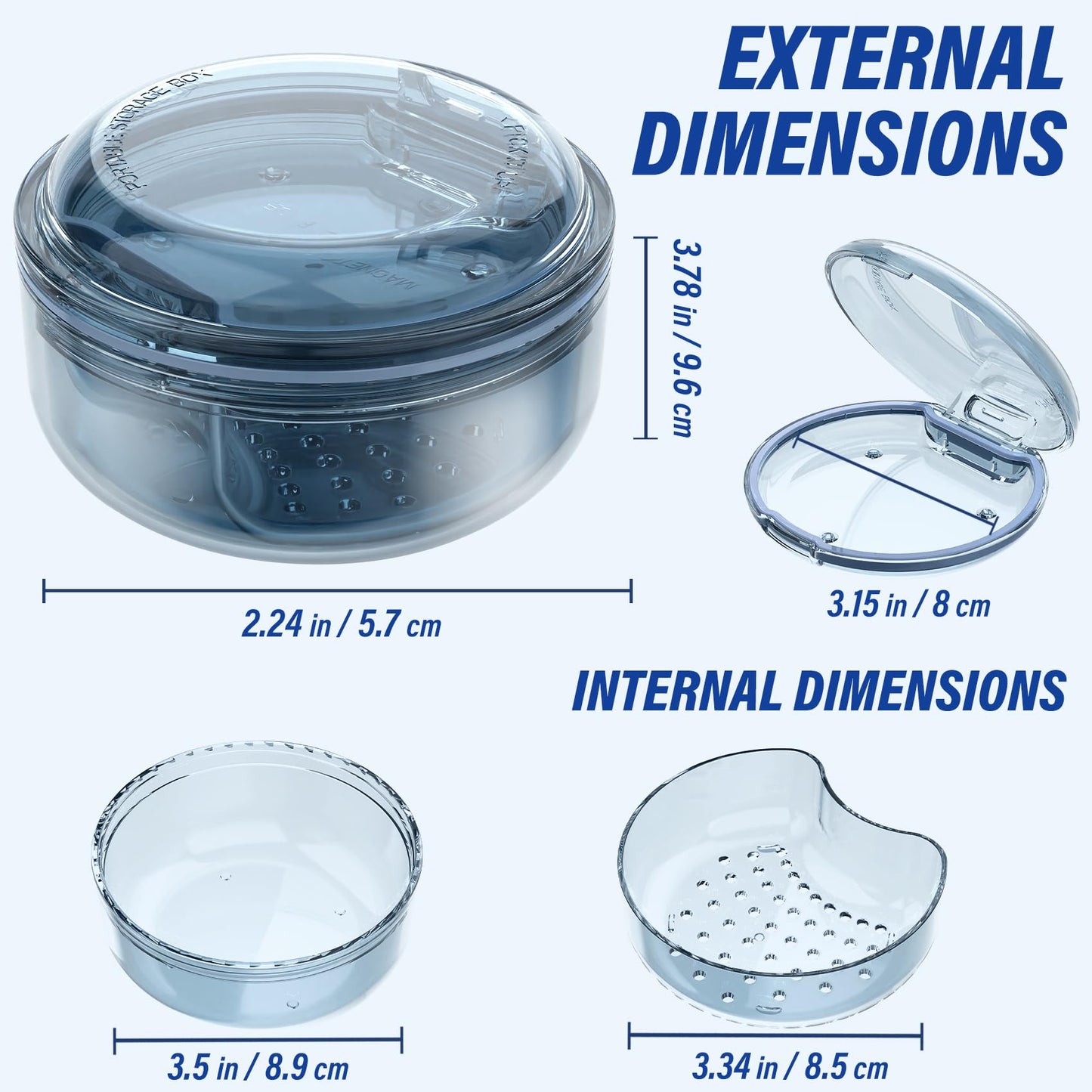 2-in-1 Denture Case & Retainer Cleaning Box | No-Leak Denture Bath Box