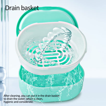 Denture Case Green | Portable Wet & Dry Cup with Lid