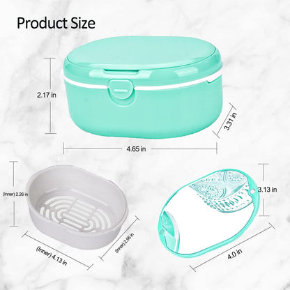 Denture Case Green | Portable Wet & Dry Cup with Lid