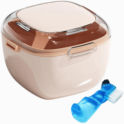 Denture Case & Retainer Cleaning Box – Large Capacity with Brush & Mirror