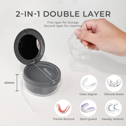 Denture Case Leak-Proof Bath Cup – Storage & Cleaning Container for Dentures
