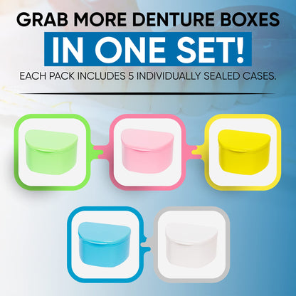 Denture Case 5 Color Pack – Travel Denture Box for Dentures, Night Guard, Retainer | PlastCare USA