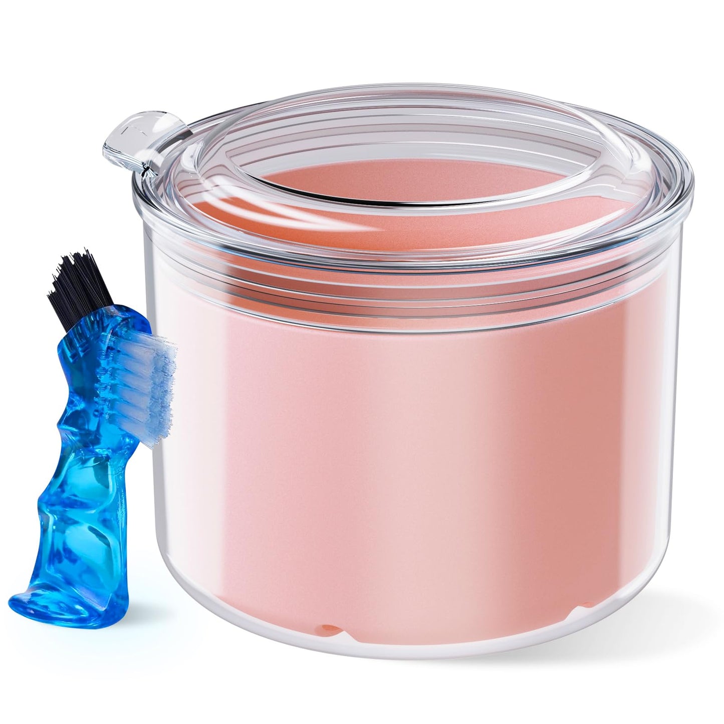Denture Case Pink - Bath Cup with Brush for Dentures & Retainers