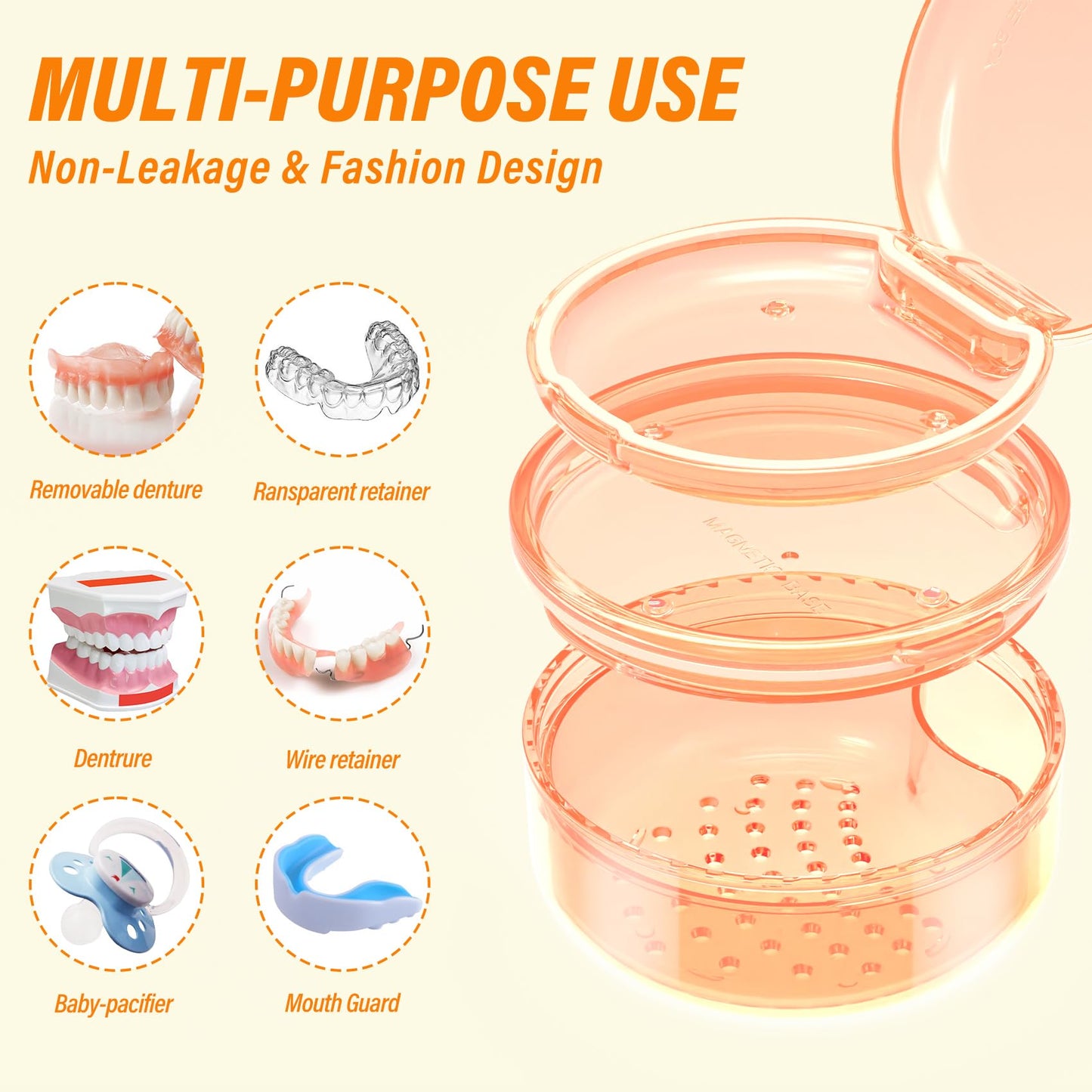 2-in-1 Denture Case & Retainer Cleaning Box | No-Leak, Portable Denture Bath