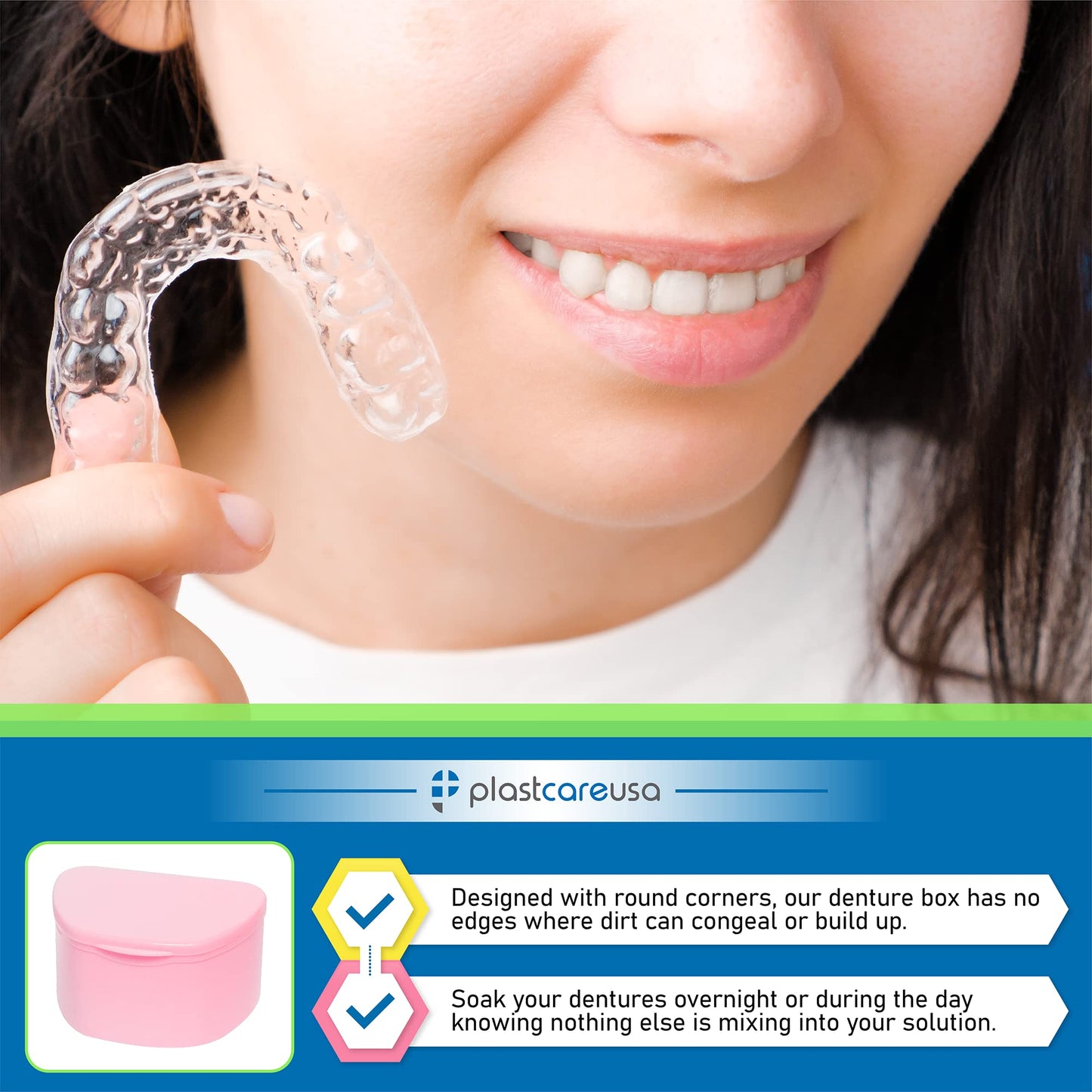 Denture Case 5 Color Pack – Travel Denture Box for Dentures, Night Guard, Retainer | PlastCare USA