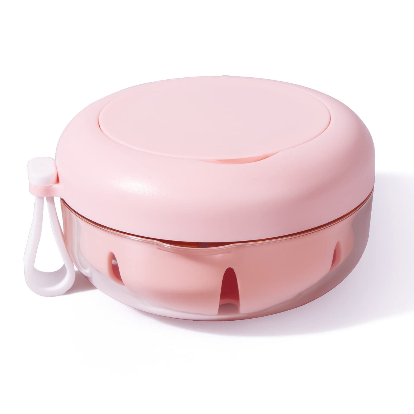 Denture Case - Leak-Proof Travel Denture Box with Mirror and Strainer (Pink)